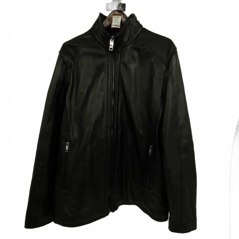 Marc New York Black Leather-Trim Polyester Jacket | Men’s Large Tall